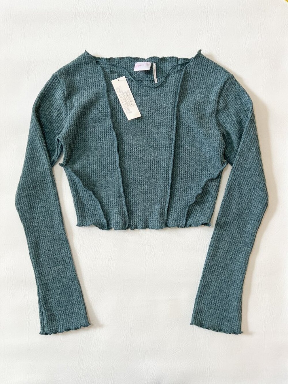 NWT Out From Under Urban Outfitters Teal Waffle Knit Crop Top L